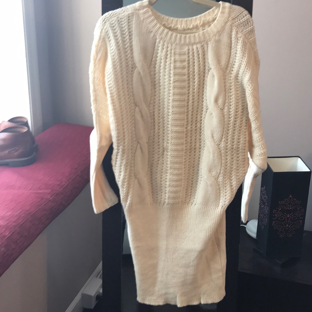 Cream knit sweater dress tunic